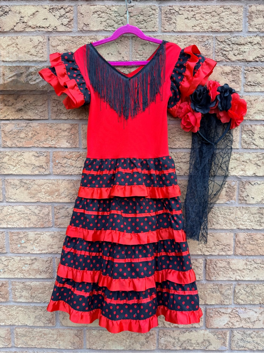 🌿2/$25 • Flamenco-Style Kids Costume Dress in Red and Black